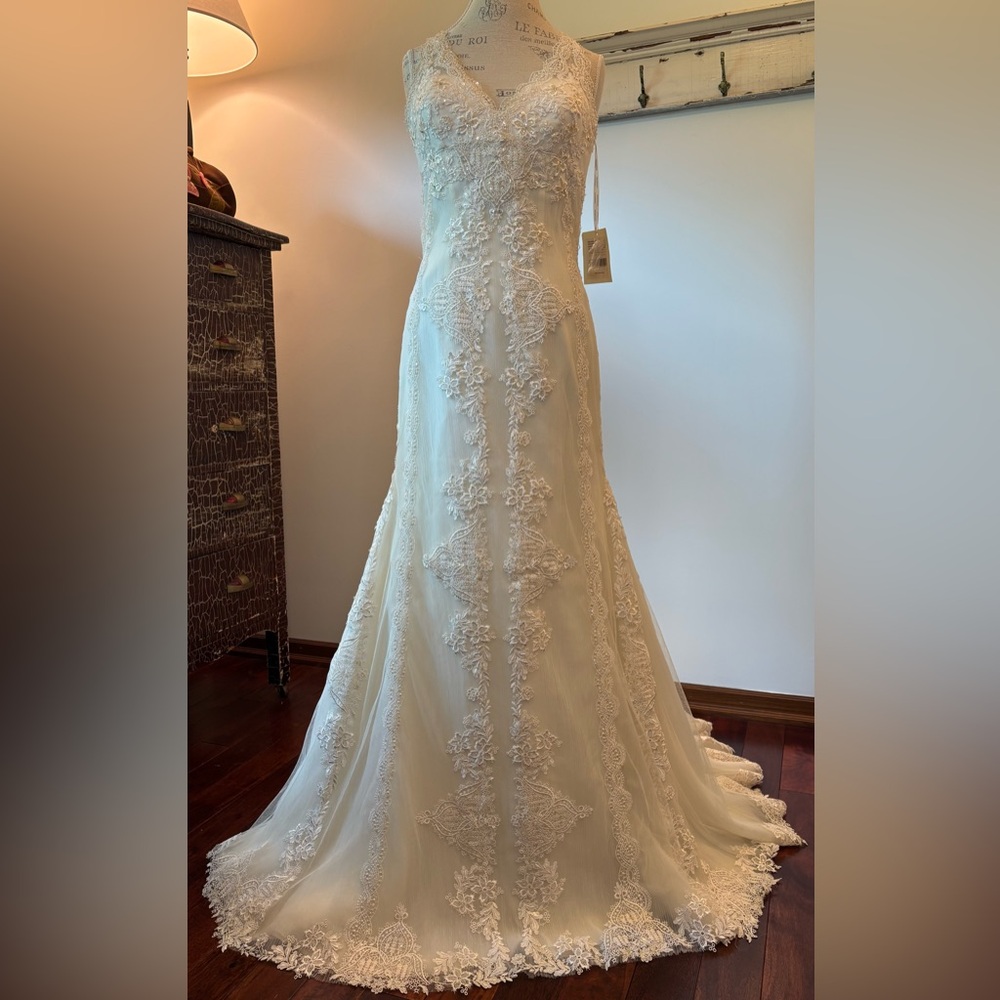 Pronovias Barcelona Huella Vintage Inspired Lace Wedding Gown - Picture 7 of 15